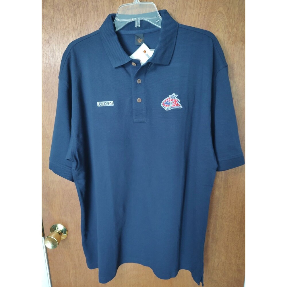 NWT NHL Columbus Blue Jackets sz L navy blue short sleeve polo shirt CCM